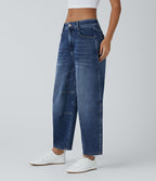 Jean Barrel 7/8 taille basse Halara Flex™ avec poches zippées