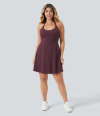 Robe longue de danse évasée à dos ouvert avec torsade grandes tailles et short intégré - Édition Easy Peasy