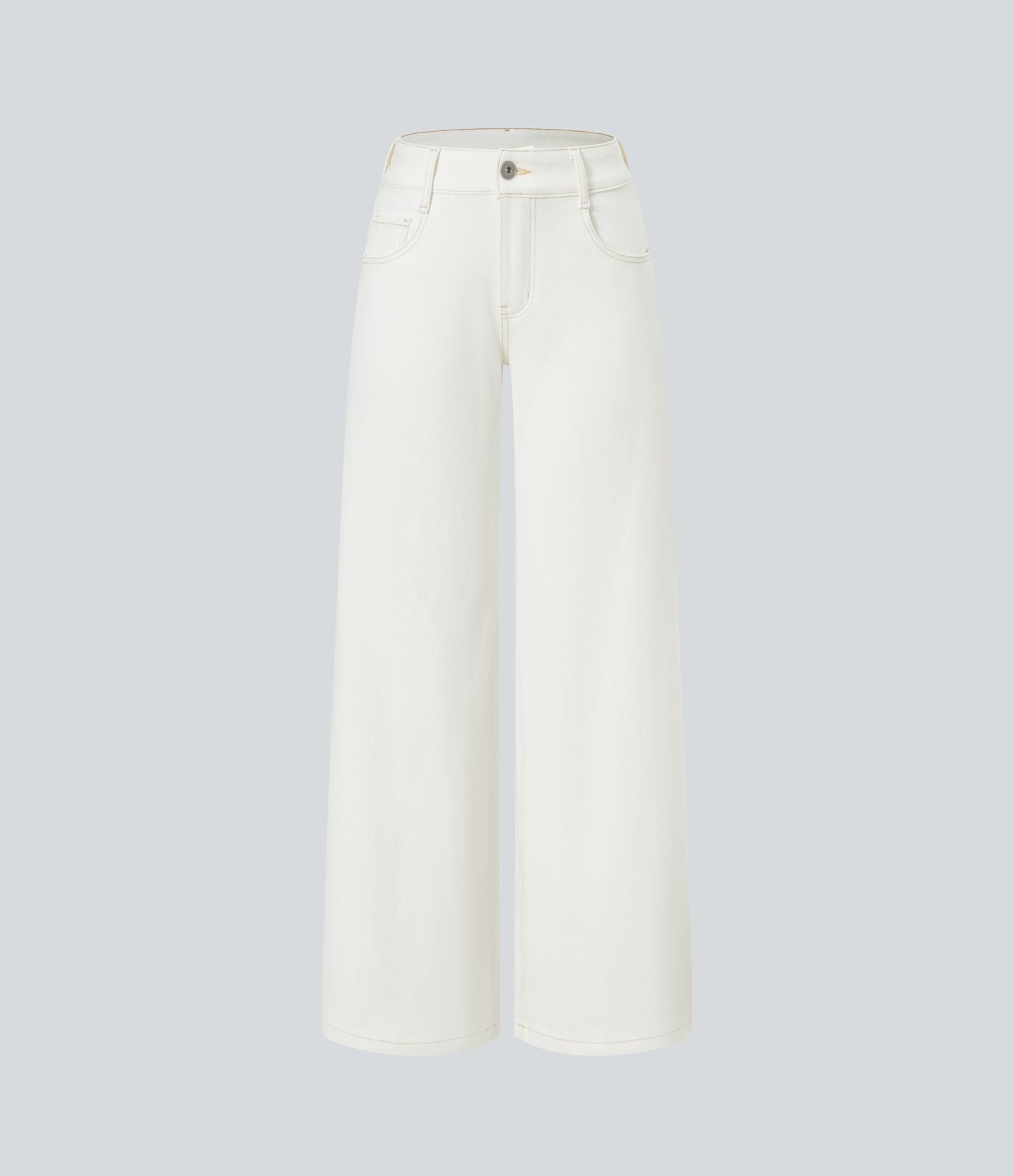 Halara Flex™ Jean Large Casual Taille Basse avec Boutons Zip Multiples Poches Lavés Élastiques et Tricotés