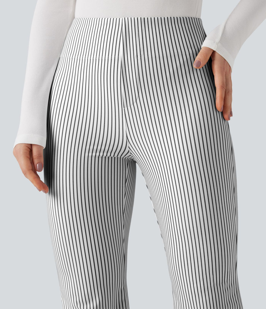 Pantalon de travail Halara Flex™ évasé à rayures, taille haute, avec poches