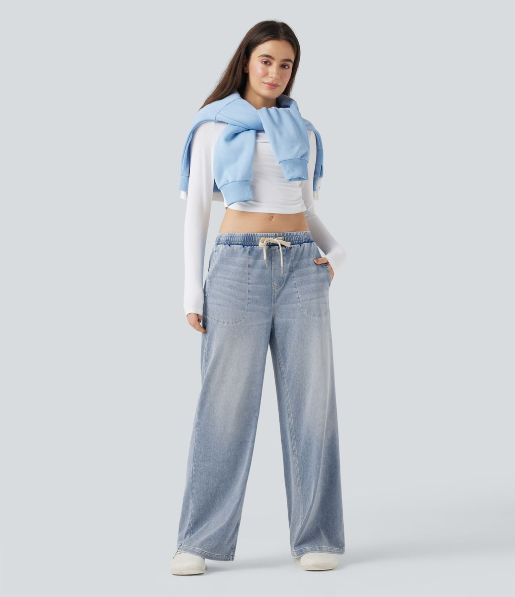 Jean baggy Halara Flex™ taille basse avec cordon de serrage et poches