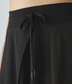 Jupe Taille Haute 2 En 1 En Maille Contrastée Avec Cordon De Serrage Et Poche Latérale Fluide Evasée Casual Grande Taille