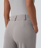 Halara Flex™ Pantalon tailleur fuselé taille haute en tissu gaufré avec poches