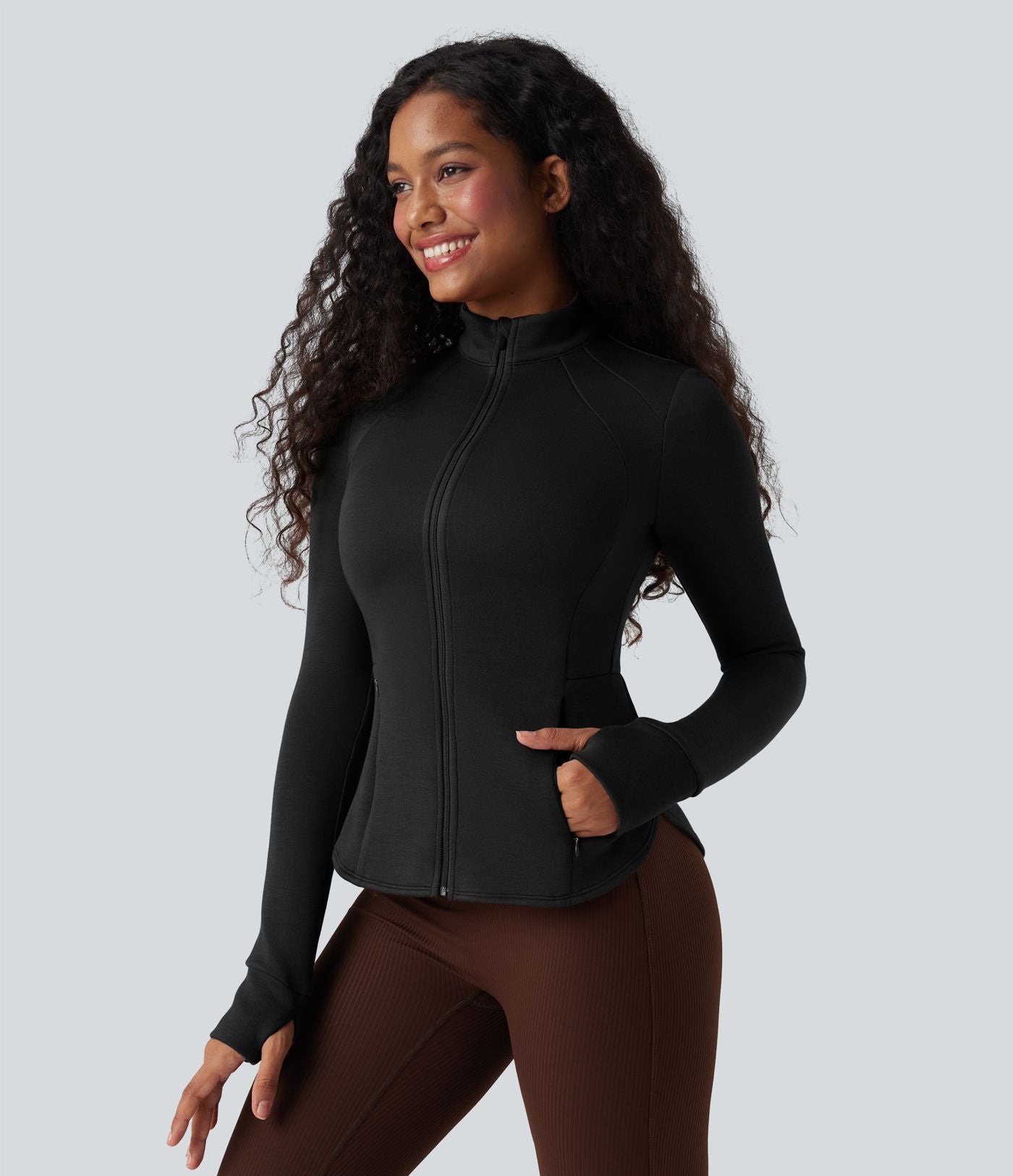 Veste de sport SpacerTek™ col montant, manches raglan longues avec trous pour les pouces