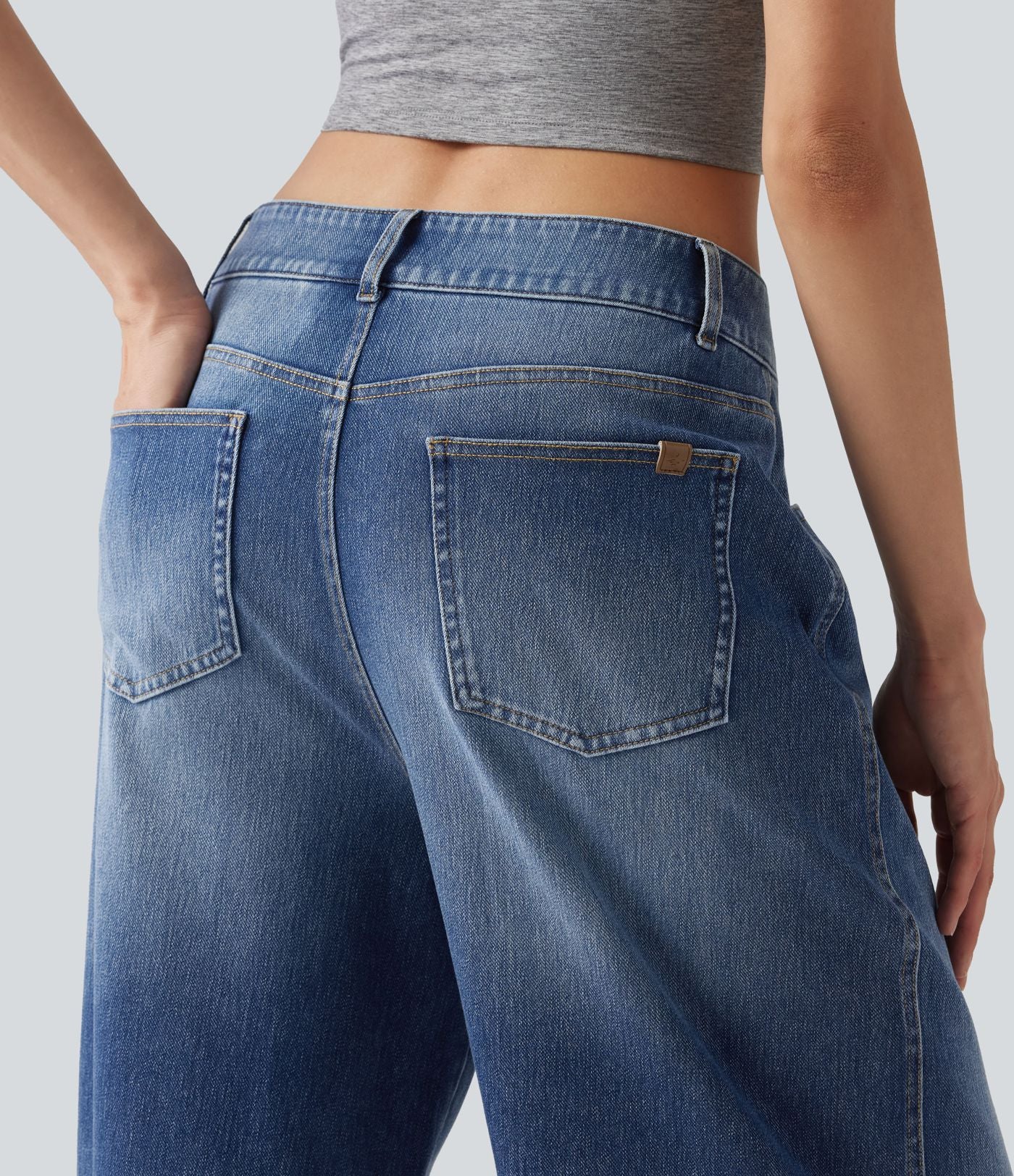 Halara Flex™ Jean barrel casual taille basse avec poches