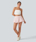 Jupe micro mini bouffante 2-en-1 de danse taille basse avec poche