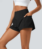 Short 2-en-1 de yoga gainant taille haute avec poches