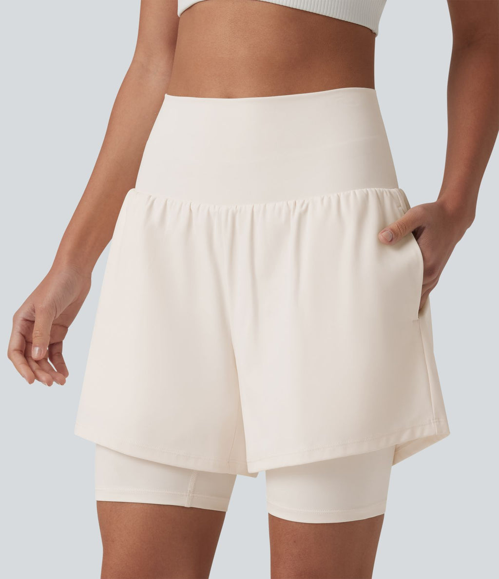 Short de yoga SoftlyZero™ Airy 2-en-1 taille ultra-haute effet frais InstantCool 17,5 cm avec poches