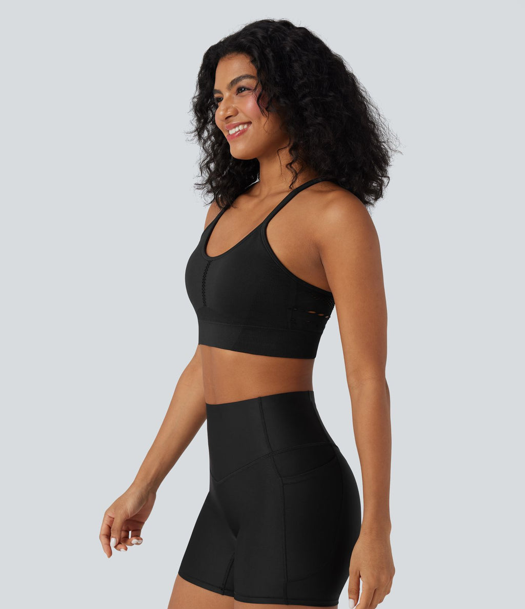 Brassière de sport yoga maintien léger col U ajouré OneForm Seamless Flow