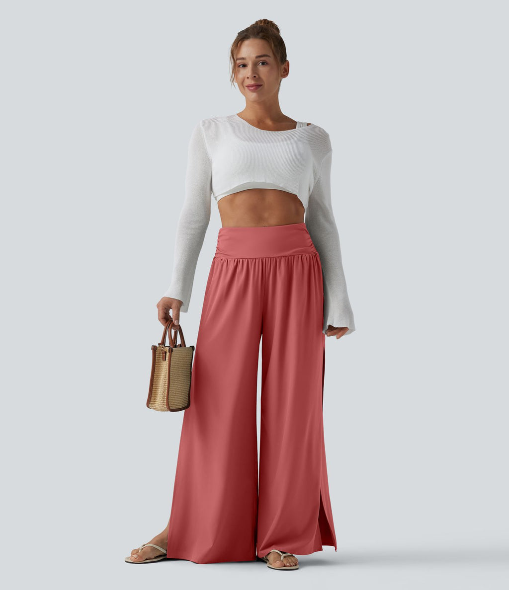Pantalon fluide Breezeful™ taille haute à séchage rapide avec fronces, fente et poches
