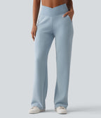 Pantalon décontracté SpacerTek™ taille haute croisée, jambes droites avec poches