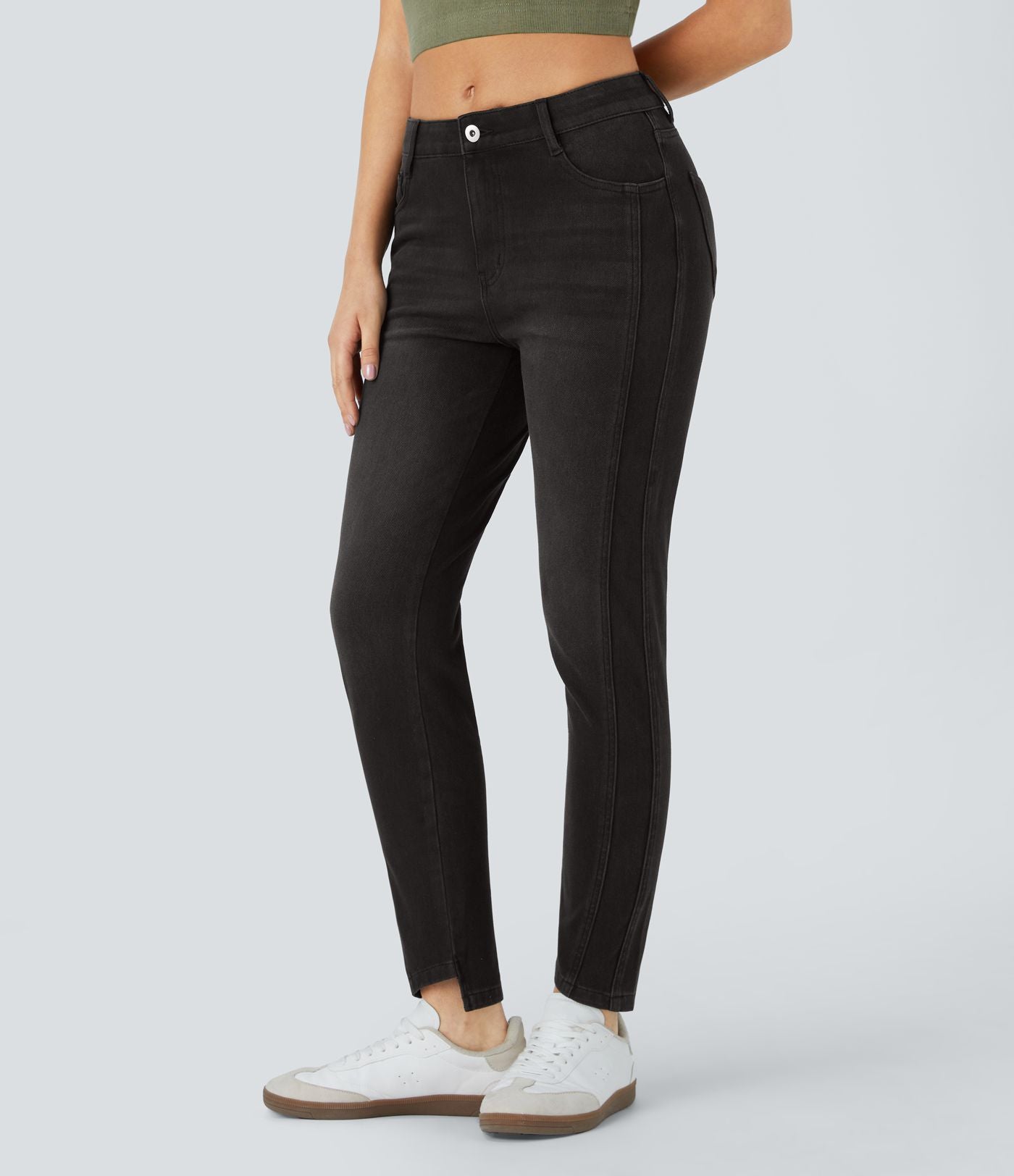 Jean skinny 7/8 décontracté taille basse Halara Flex™ avec poches zippées