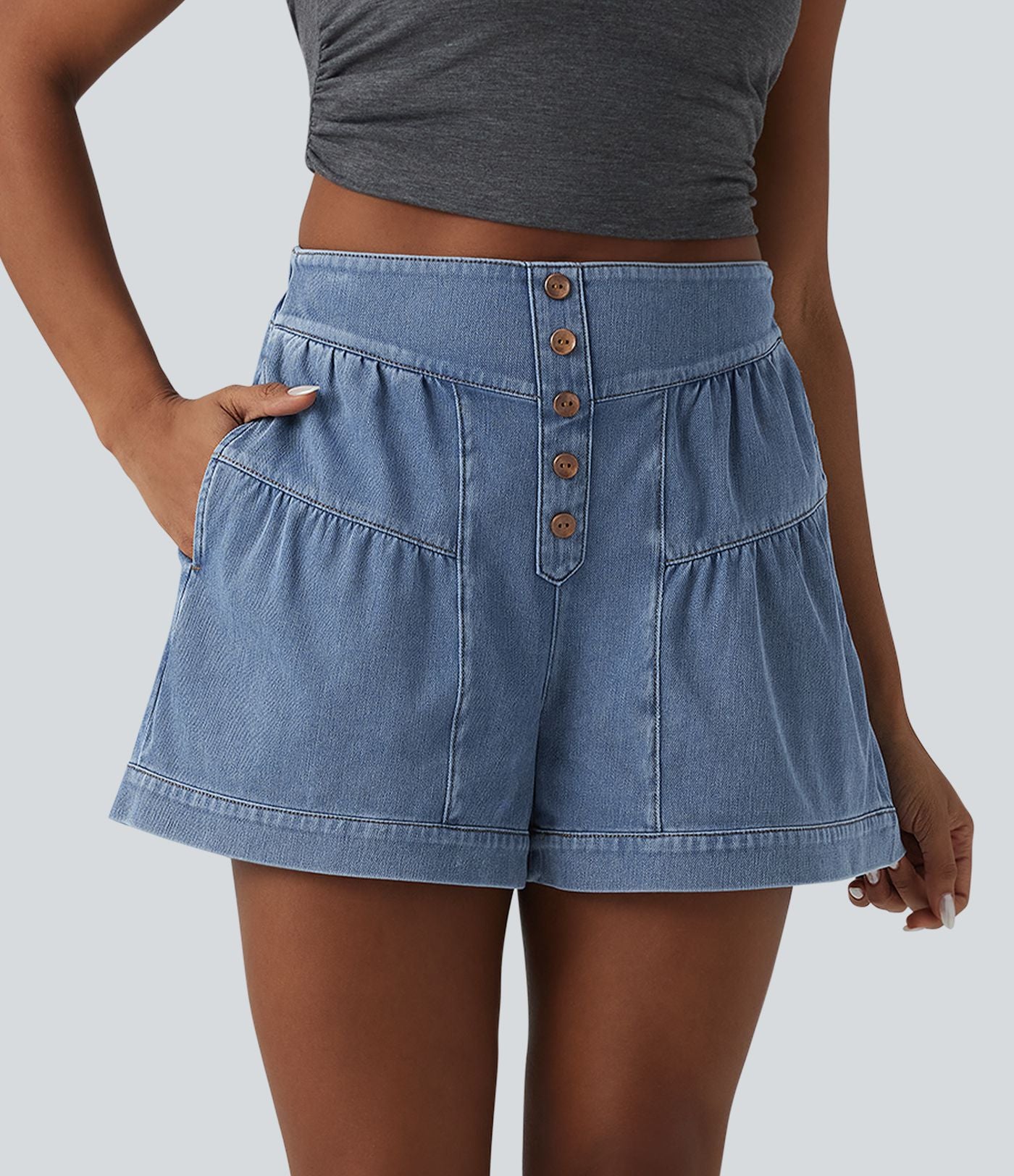 Short tailleur Halara Flex™ denim casual taille haute 7,5 cm avec poches