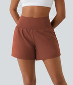 Short yoga 2-en-1 SoftlyZero™ Airy effet frais InstantCool taille très haute 12,5 cm avec poches, longueur allongée
