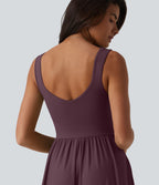 Robe longue fluide sans manches avec brassière intégrée (Bonnets E-G) et poches