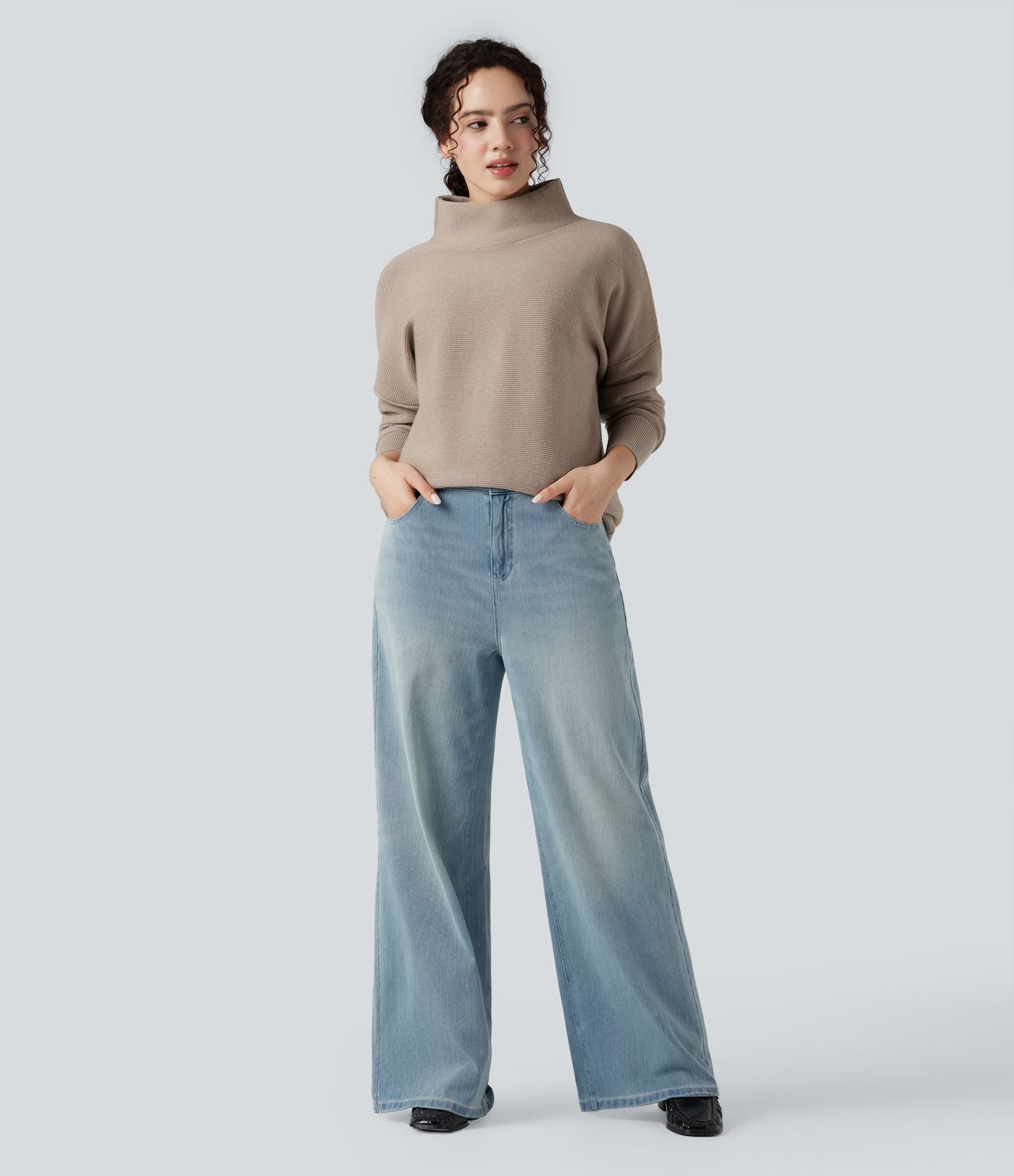 Pull casual col cheminée manches longues