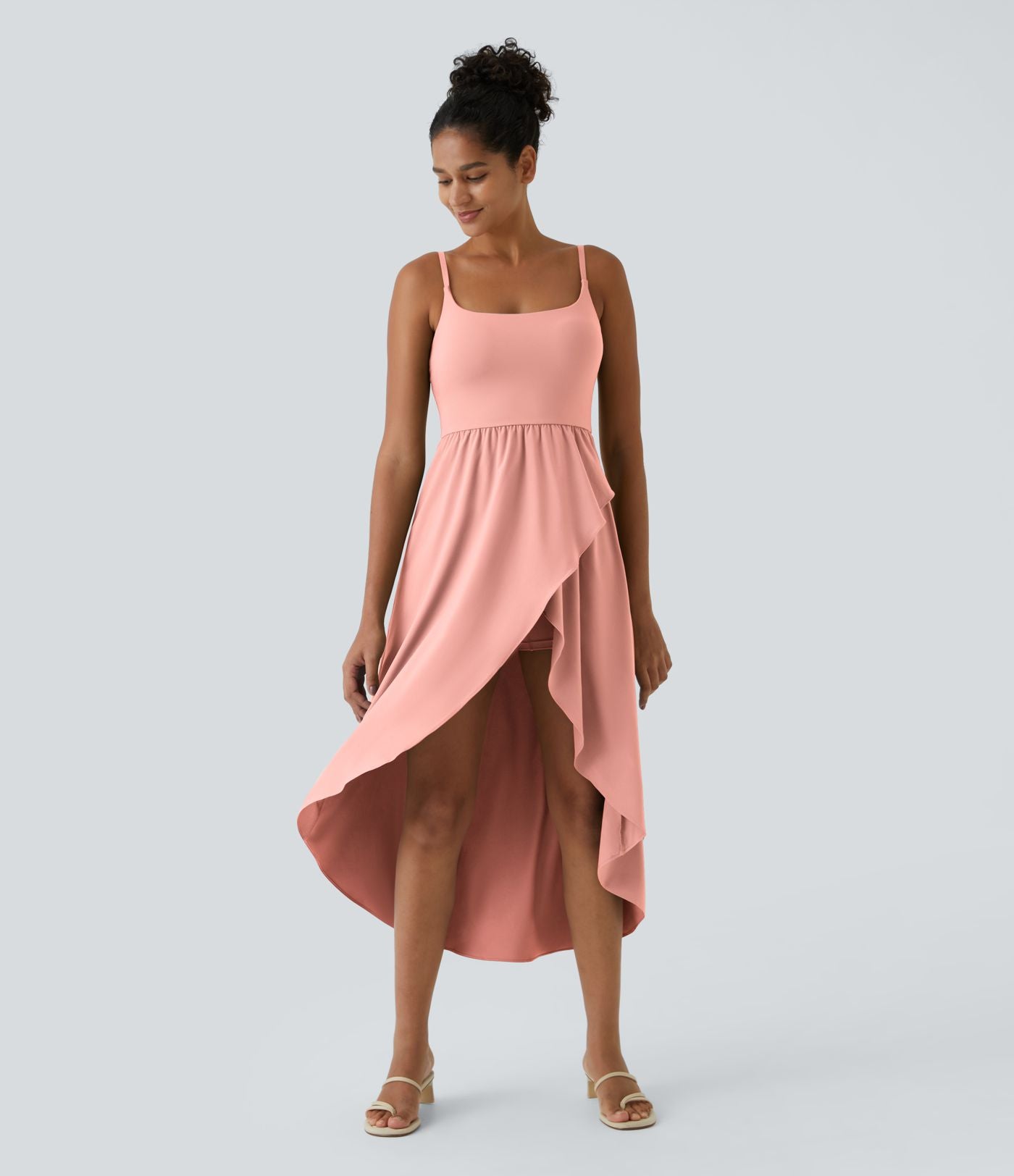Breezeful™ Robe Casual 2 Pièces Dos Nu Haut Bas Poche Latérale Fluide Séchage Rapide