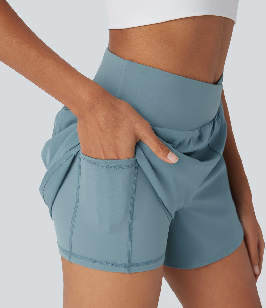 Short yoga 2-en-1 Breezeful™ taille haute croisé séchage rapide avec poches multiples