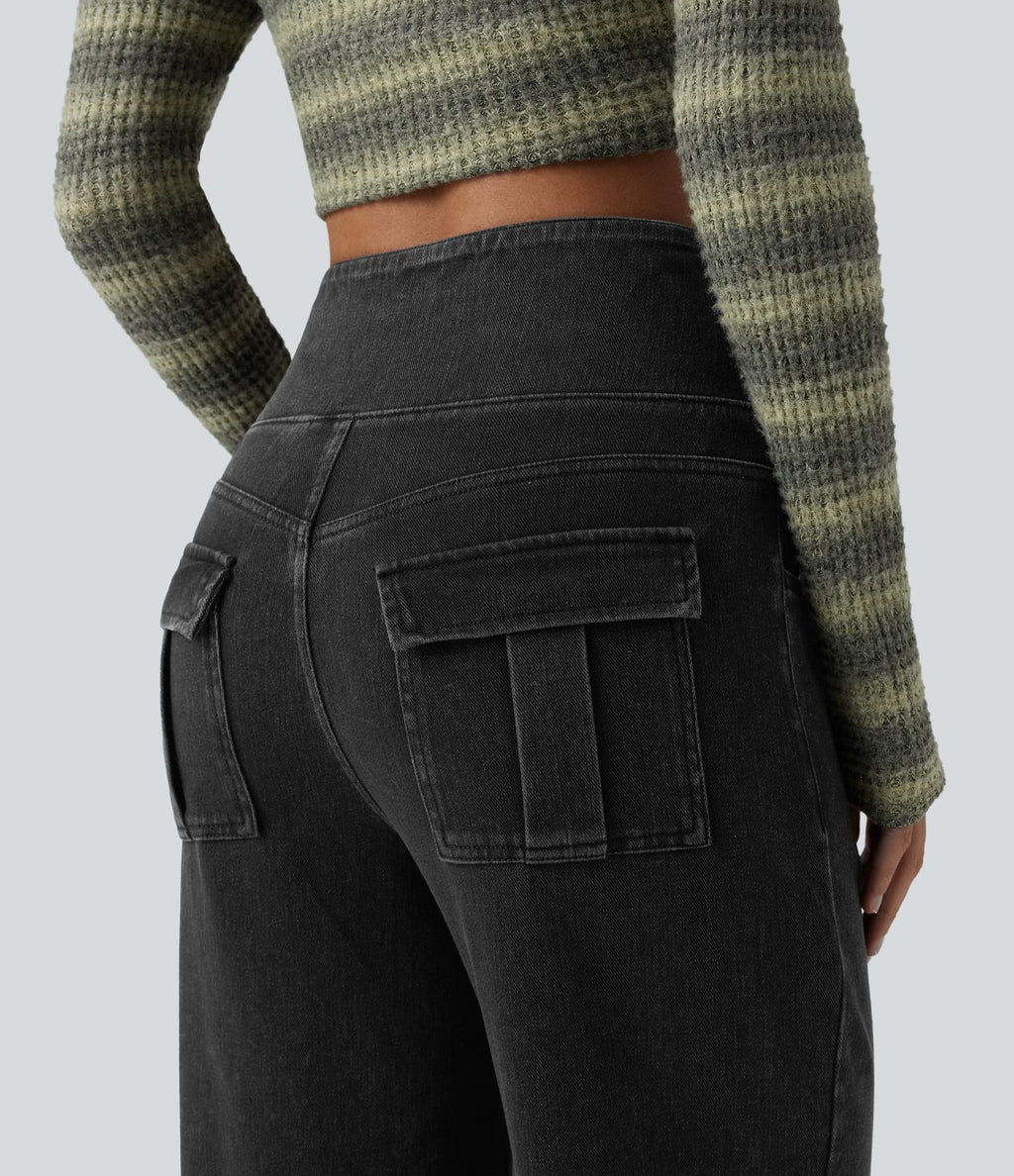 Jean Halara Flex™ taille haute gainant coupe droite décontracté avec poches