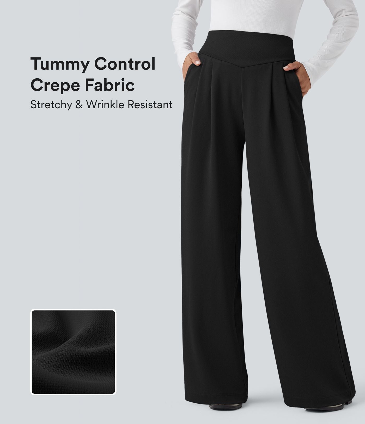 Pantalon de travail droit Halara Flex™ taille haute gainant en crêpe avec poches