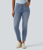 Jean 7/8 Halara Flex™ asymétrique casual taille haute avec poches