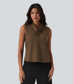 Blouse de travail sans manches à col drapé