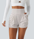 Short 8 cm taille haute froncé à pois avec poches