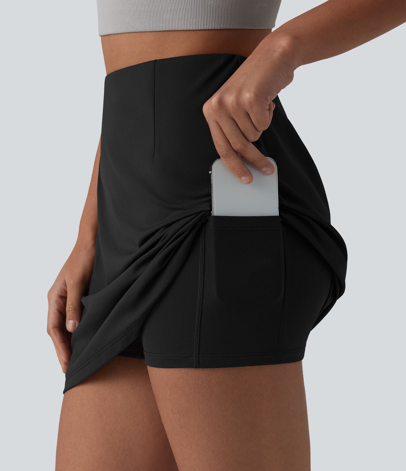 Halara UltraSculpt™ Jupe mini de sport 2-en-1 ventre plat taille haute avec poches