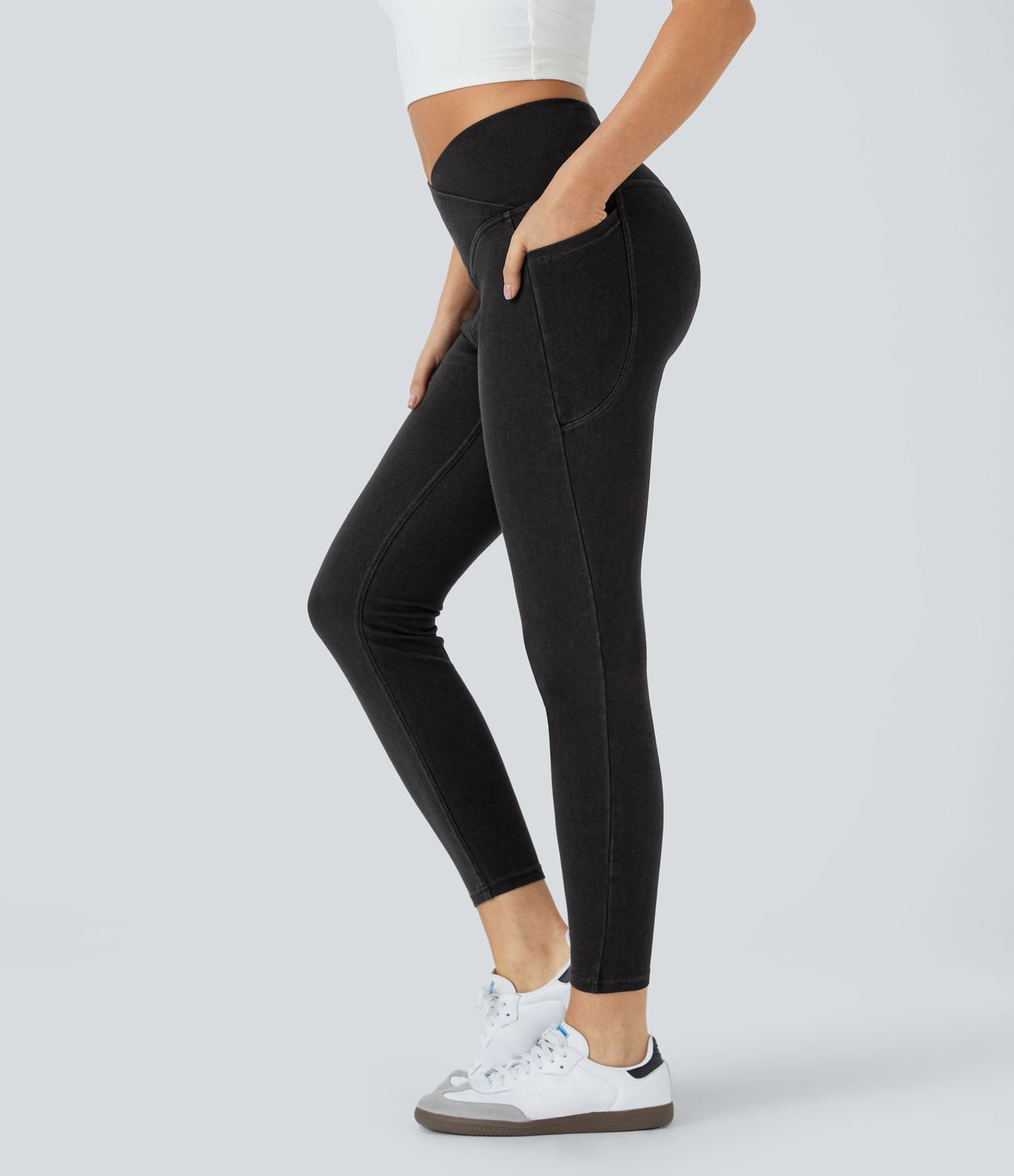 Halara Flex™ Jegging Travail Tricoté Extensible Lavé Poche Latérale Croisée