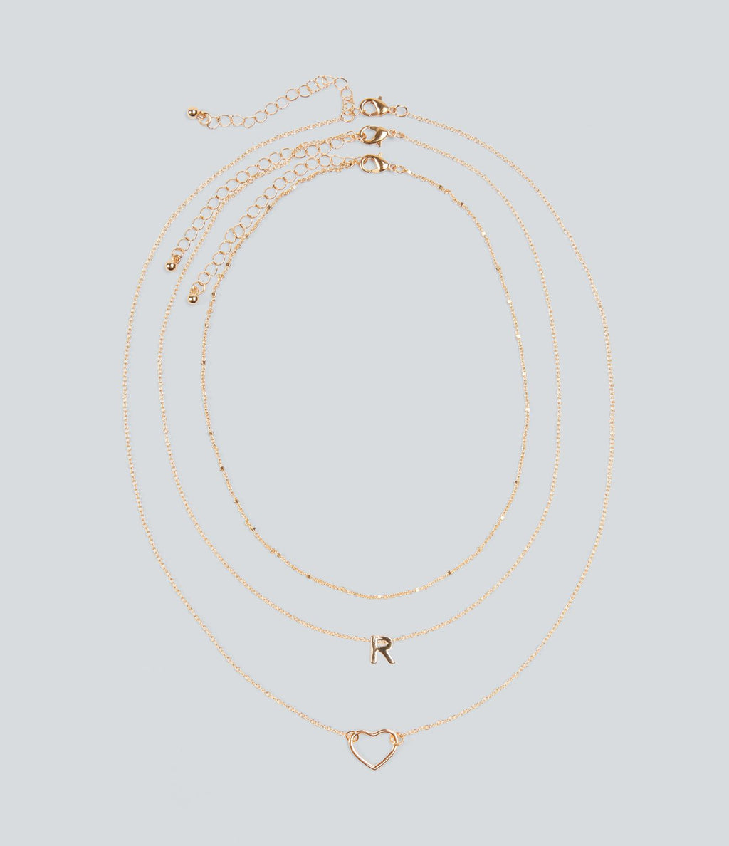 Ensemble de colliers pendentifs lettre + cœur
