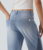Jean large décontracté Halara Flex™ taille basse color block avec poches