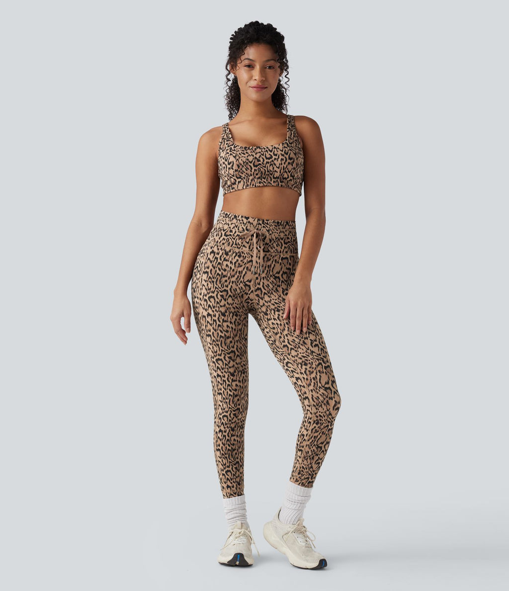 Legging de yoga taille haute imprimé léopard avec cordon de serrage Halara UltraSculpt™ et poches
