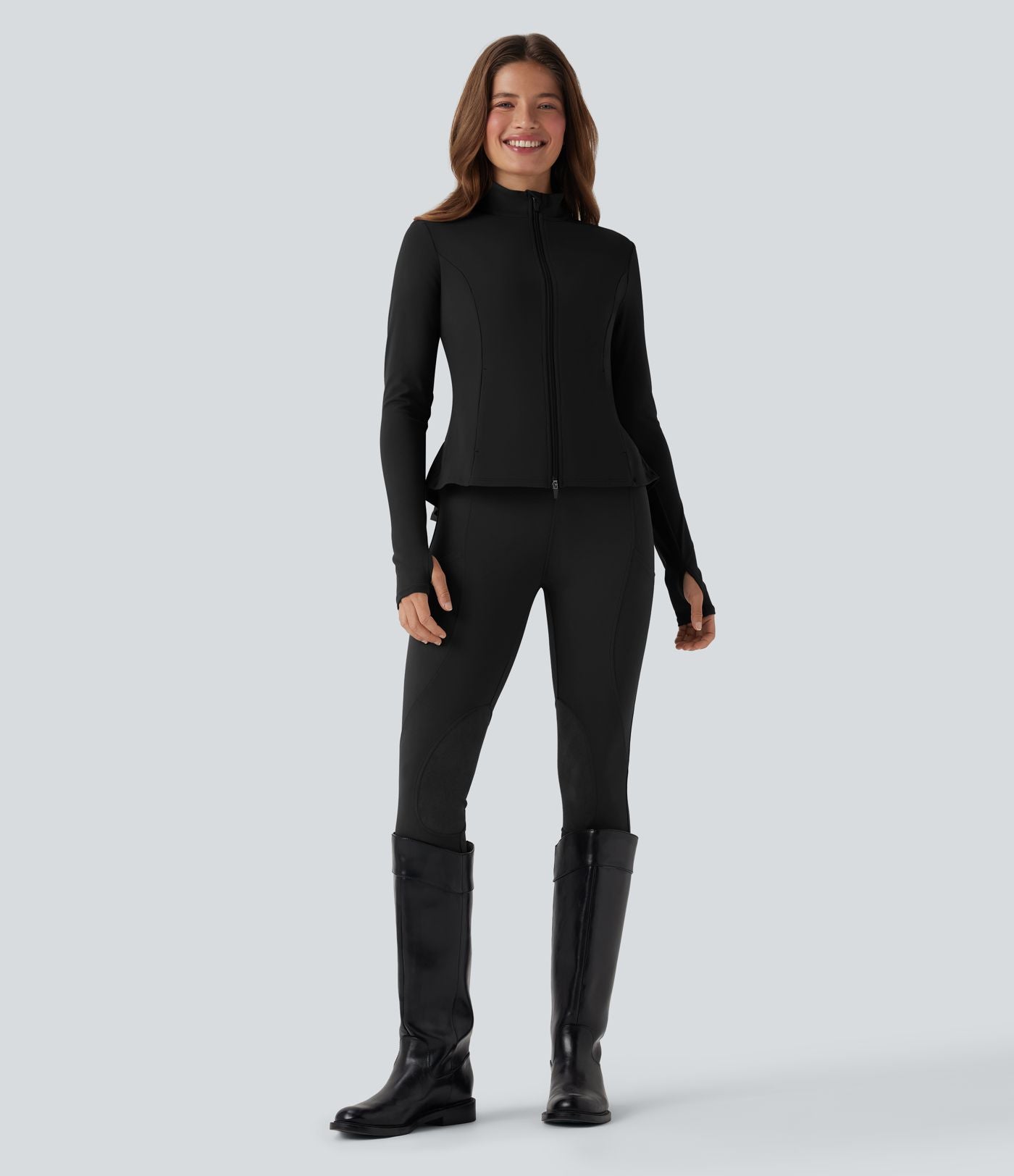 Veste ajustée col montant zippée avec passants pouces et ourlet à volants DayStretch avec poches