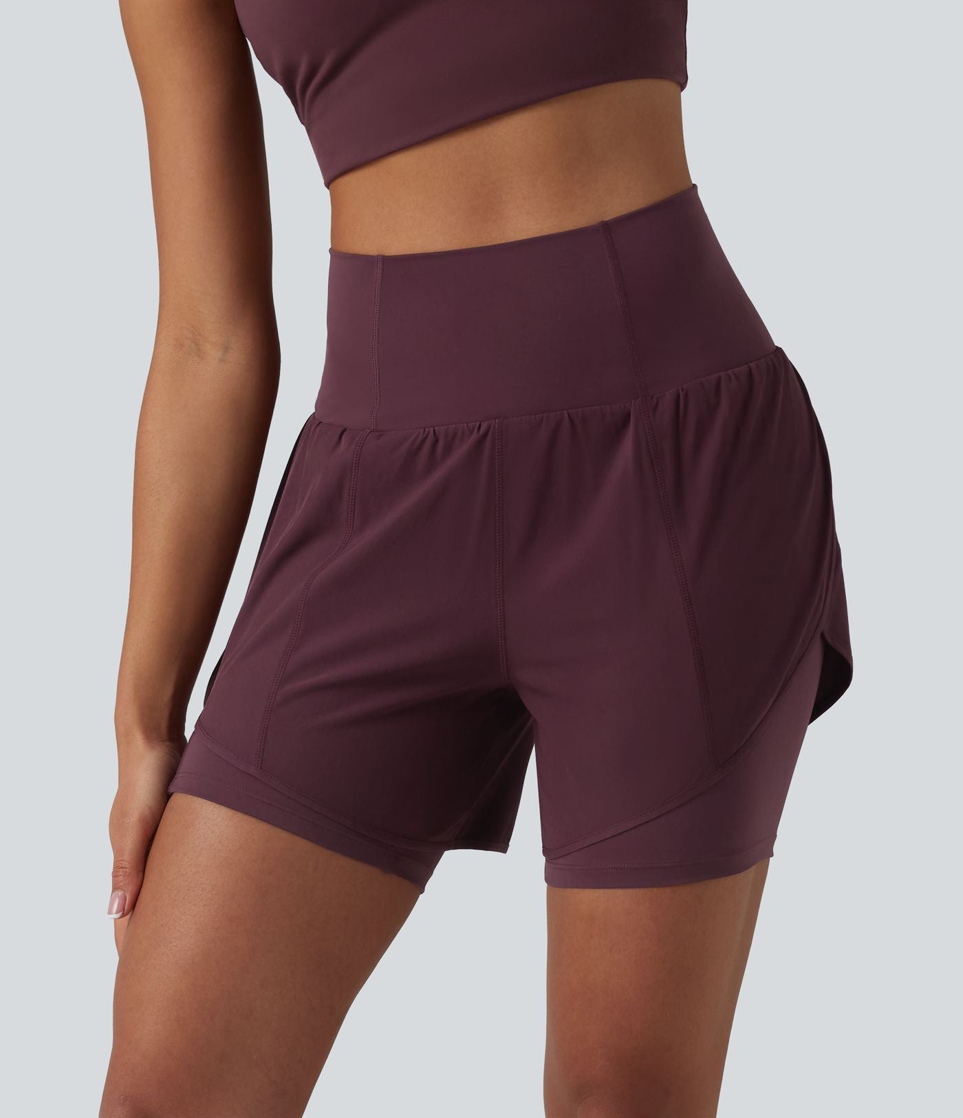 Shorts yoga Breezeful™ taille super haute 2-en-1 séchage rapide, ourlet arrondi, entrejambe 13cm, avec poches