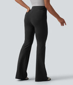 Pantalon évasé décontracté taille haute gainant en V avec poches