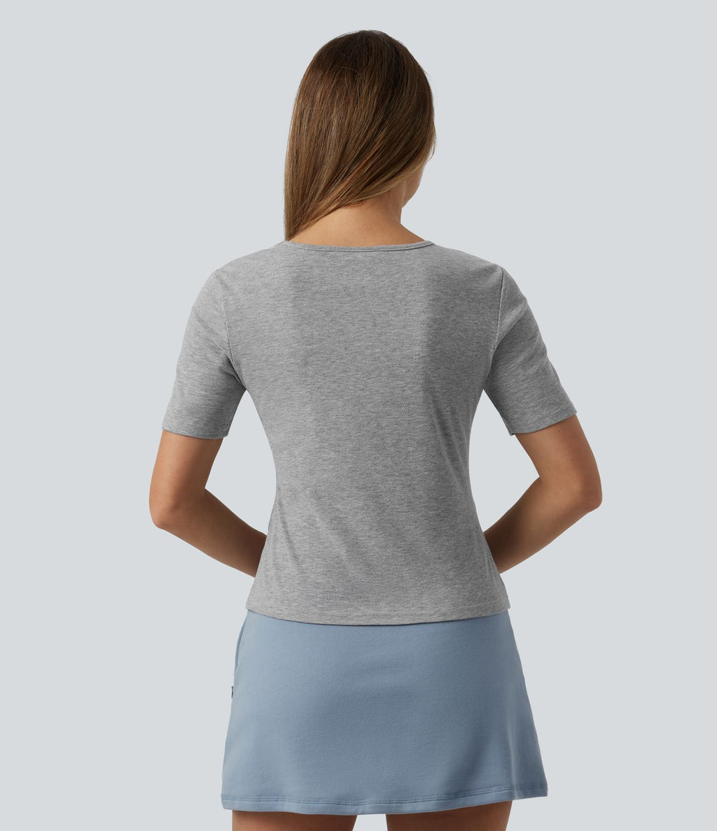 T-shirt casual color block col rond et manches courtes