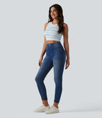 Legging 7/8 casual denim Halara Flex™ gainant taille haute avec poches