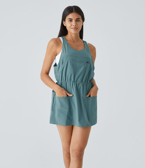 Breezeful™ Robe Sport Randonnée Mini Séchage Rapide 2 Pièces Dos Nu Poches Multiples Cordon de Serrage