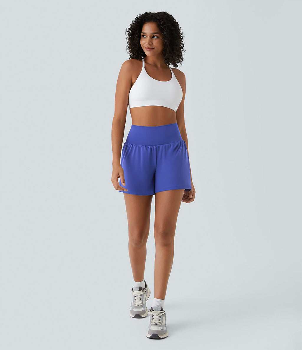 Short yoga 2-en-1 SoftlyZero™ Airy effet frais InstantCool taille très haute 12,5 cm avec poches, longueur allongée