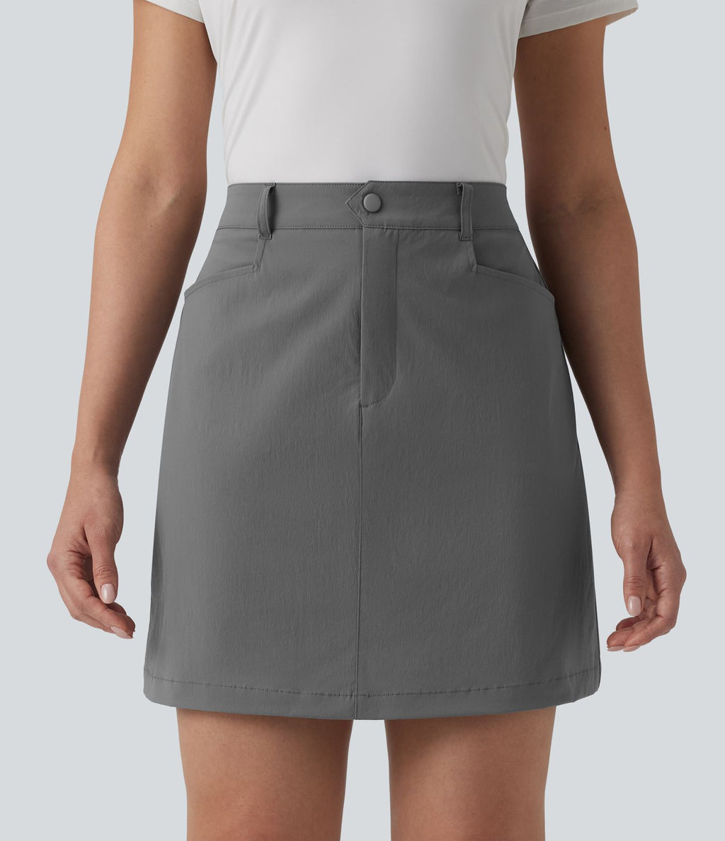 Jupe mini évasée de golf taille haute avec poches – Longueur allongée