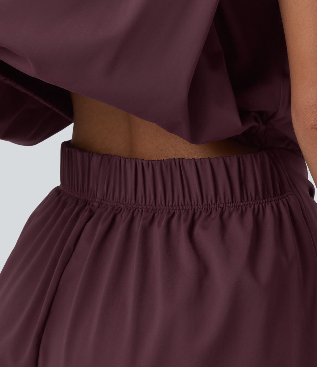 Combishort décontracté col rond sans manches effet frais InstantCool avec nœud frontal et poches, accès facile Easy Peasy, protection solaire UPF50+