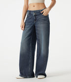 Jean baggy Halara Flex™ taille basse délavé asymétrique avec poches