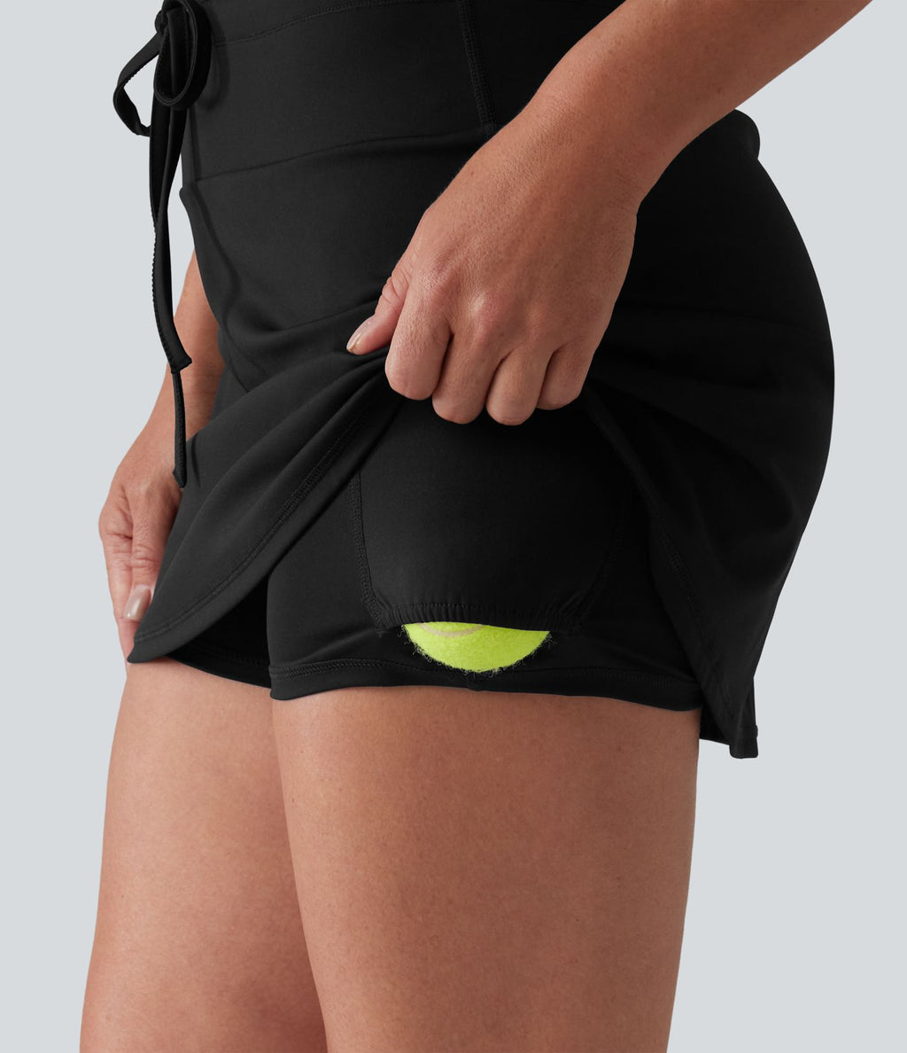 Jupe de tennis SoftlyZero™ Airy mini 2-en-1 gainante taille haute à cordon de serrage et effet frais InstantCool avec poches