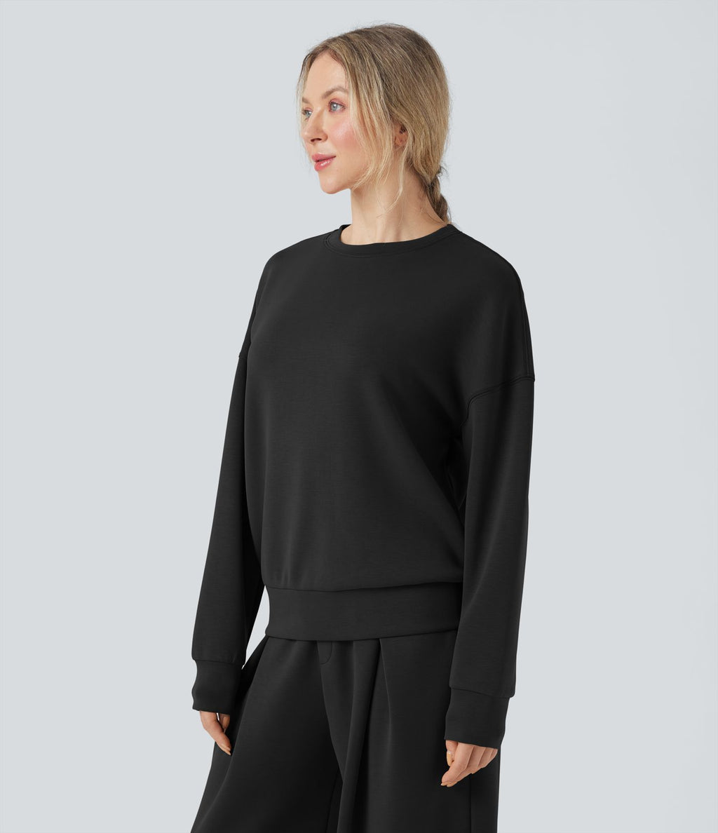 Sweat-shirt décontracté SpacerTek™ col arrondi, manches longues et dos croisé