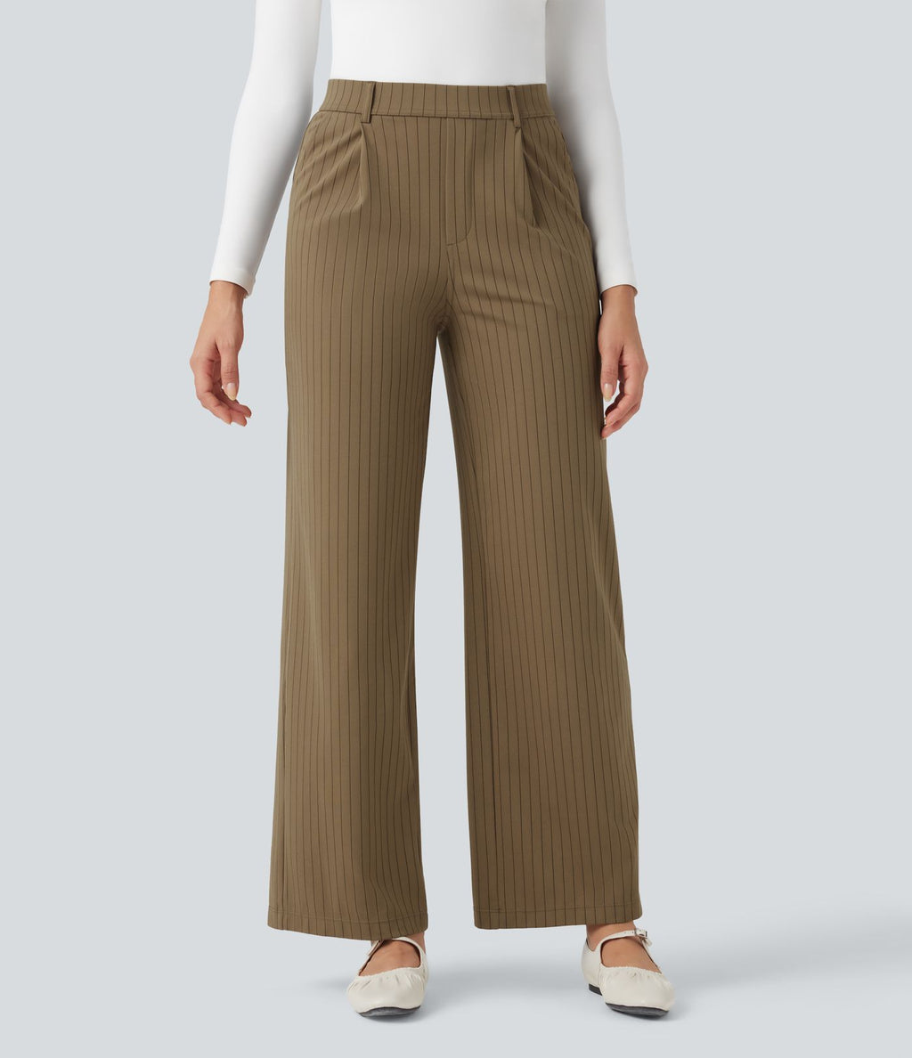 Pantalon Halara Flex™ tailleur droit taille haute rayé effet frais InstantCool avec poches