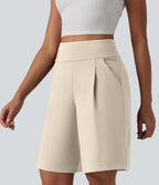 DayStretch Short tailleur bermuda plissé taille haute 25,5 cm avec poches