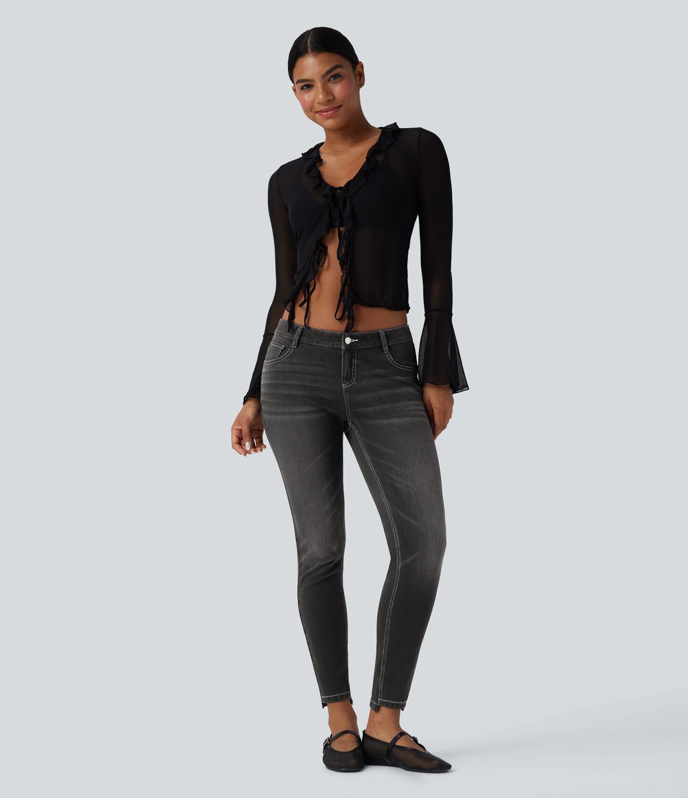 Jean skinny 7/8 décontracté taille basse Halara Flex™ avec poches