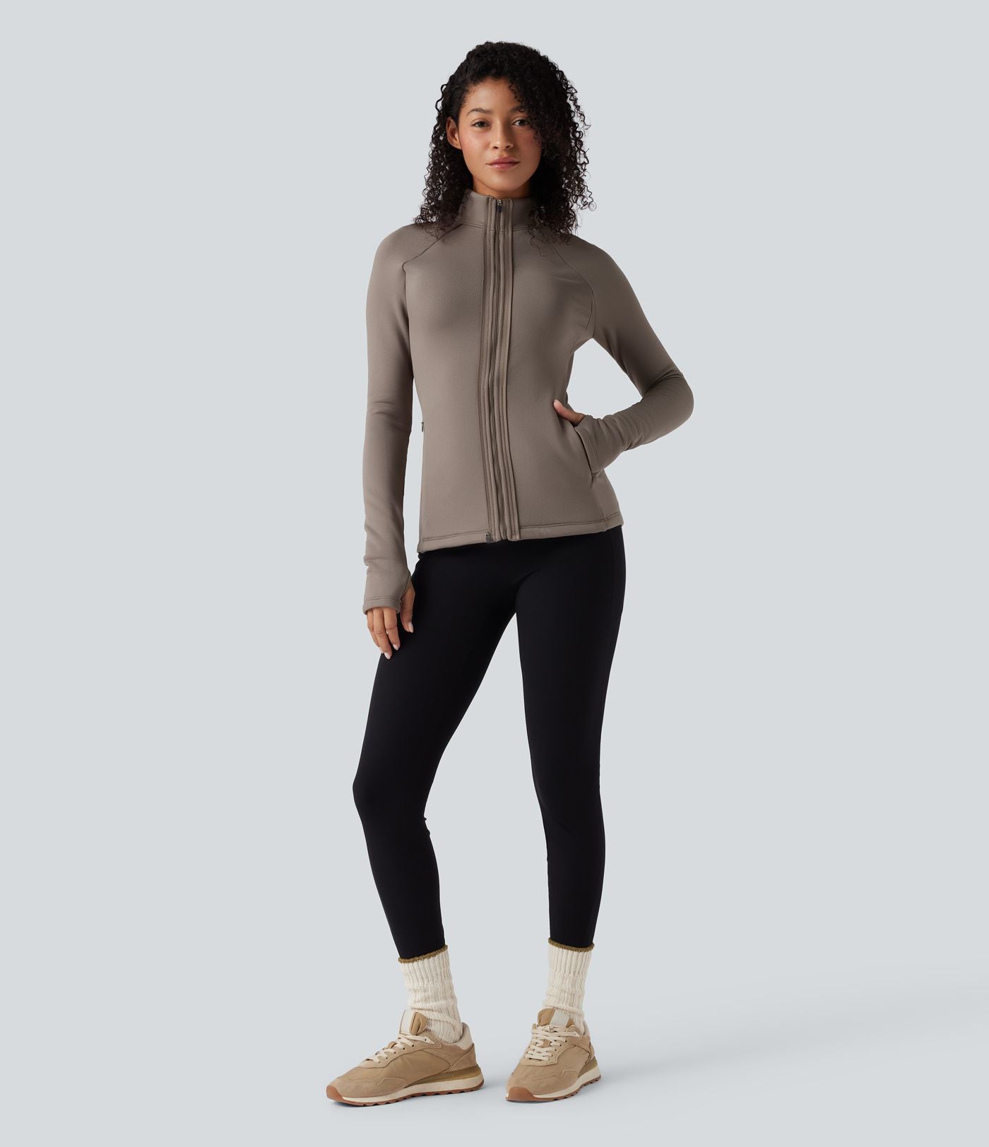 Veste polaire PuffFlex 3-en-1 à col montant et manches longues avec passe-pouces et gilet matelassé avec poches