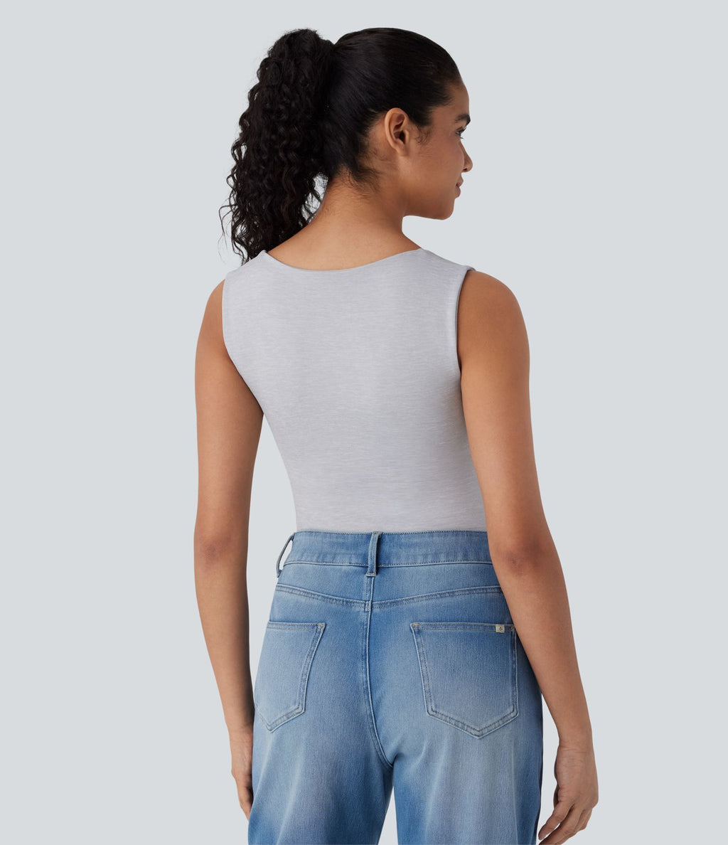 Haut d'intérieur 2-en-1 col U sans manches sans couture OneForm Seamless Flow