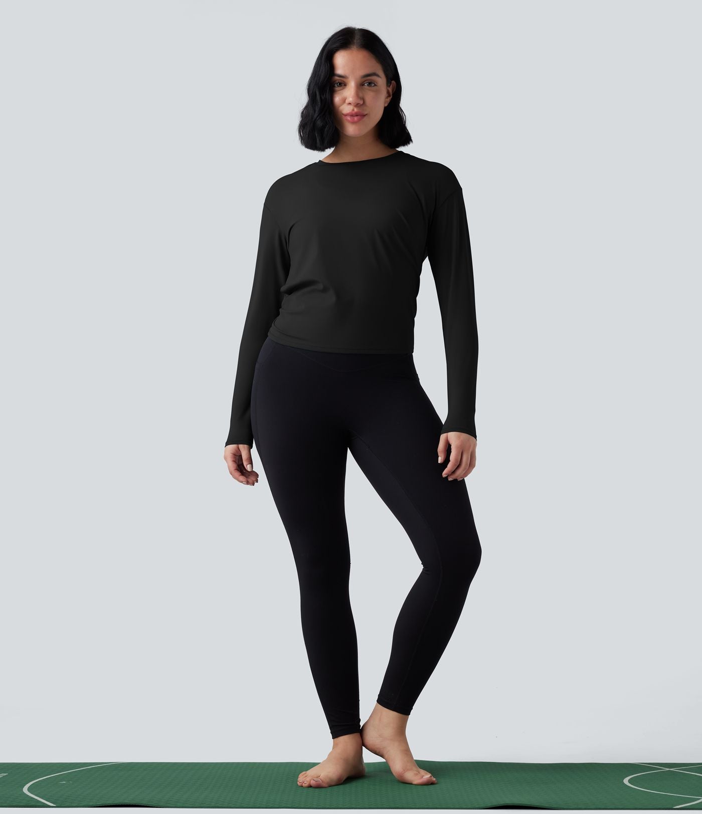 Haut de sport yoga SoftlyZero™ 2-en-1 col rond à manches longues avec nœud au dos et effet frais InstantCool, protection solaire UPF50+